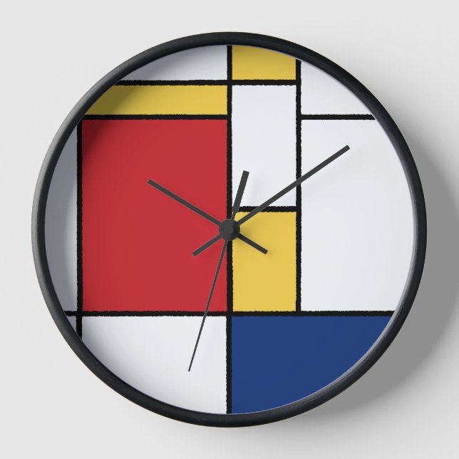 Mondrian Minimalist Abstract Art Composition Clock (Front)