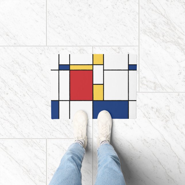 Mondrian Minimalist Abstract Art Primary Colours Doormat (Indoor)