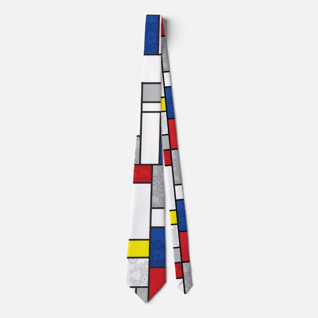 Mondrian Minimalist De Stijl Art Retro Circles Tie (Front)