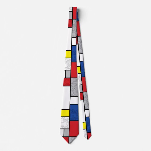 Mondrian Minimalist De Stijl Art Retro Circles Tie (Front)