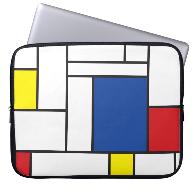 Mondrian Minimalist De Stijl Modern Art Custom Laptop Sleeve (Front)
