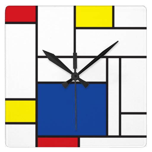 Image of Mondrian Minimalist De Stijl Modern Art Custom Square Wall Clock