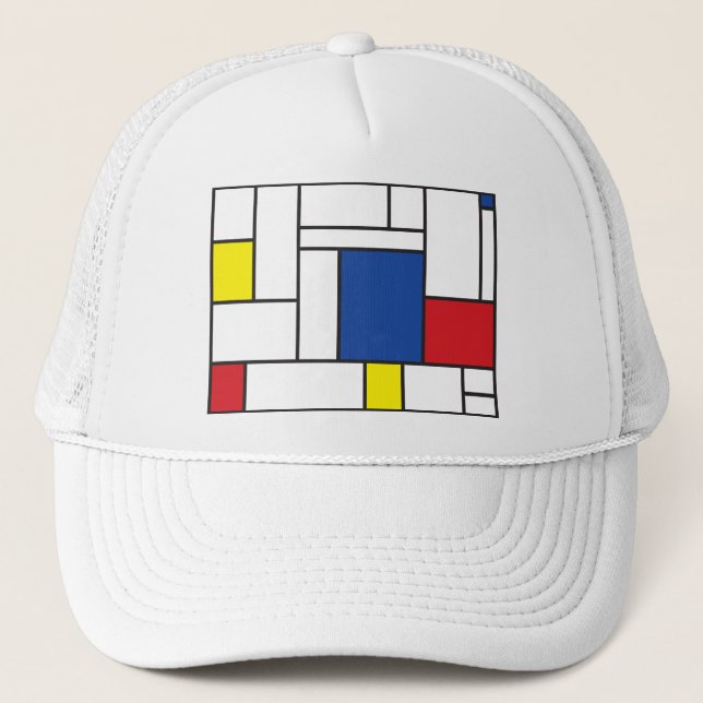 Mondrian Minimalist De Stijl Modern Art Custom Trucker Hat (Front)