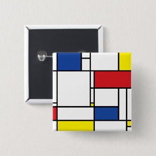 Mondrian Minimalist Geometric De Stijl Modern Art 15 Cm Square Badge
