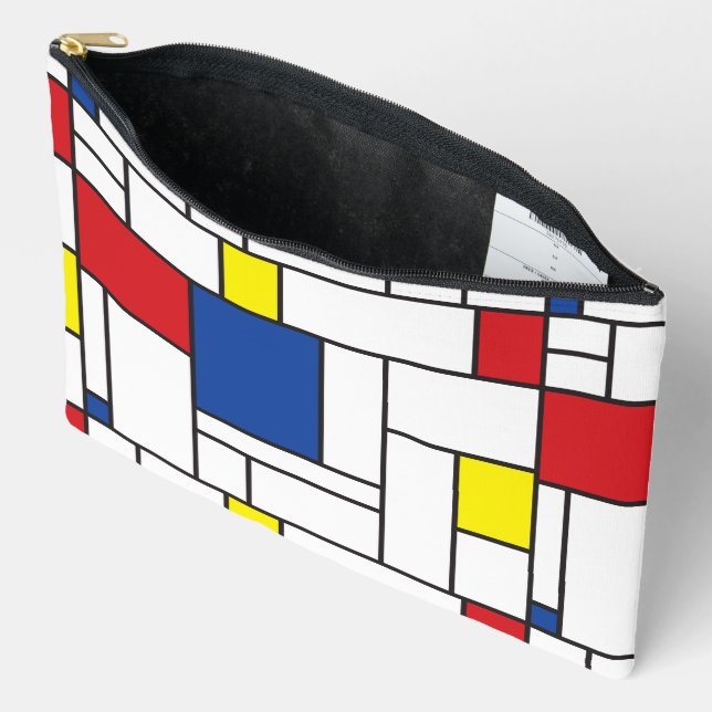 Mondrian Minimalist Geometric De Stijl Modern Art Accessory Pouch (Open)