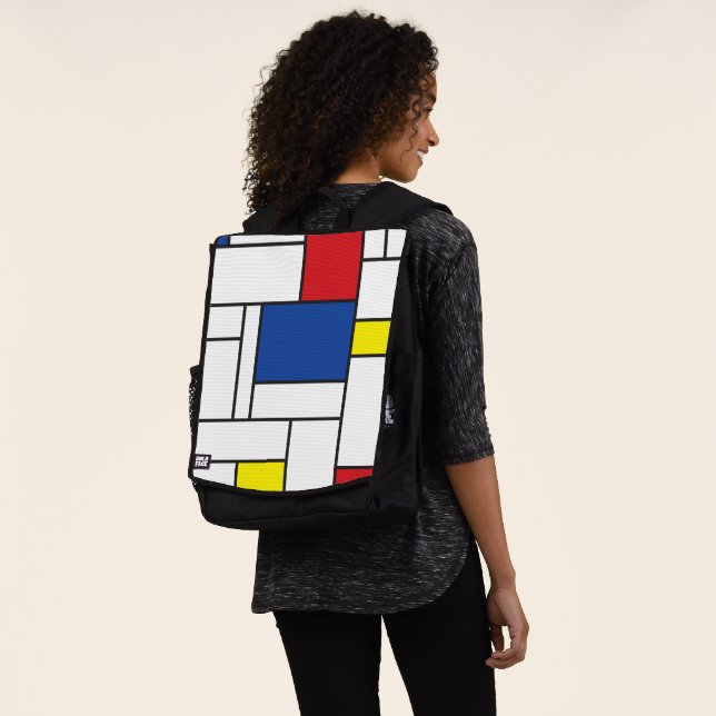 Mondrian Minimalist Geometric De Stijl Modern Art Backpack (Worn)