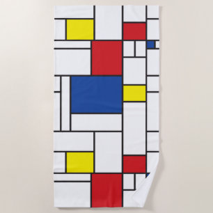 Mondrian Minimalist Geometric De Stijl Modern Art Beach Towel