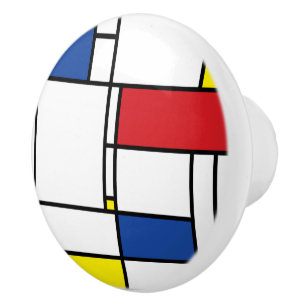 Mondrian Minimalist Geometric De Stijl Modern Art Ceramic Knob