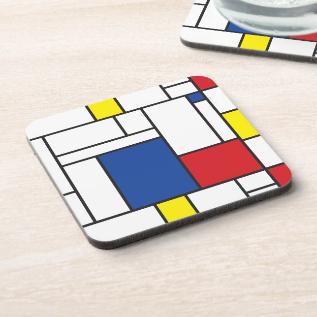 Mondrian Minimalist Geometric De Stijl Modern Art Coaster (Left Side)