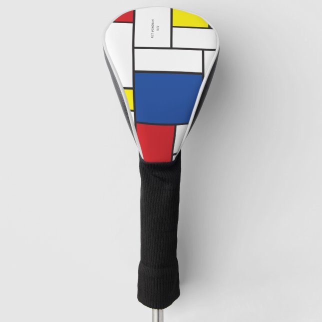 Mondrian Minimalist Geometric De Stijl Modern Art Golf Head Cover (Front)