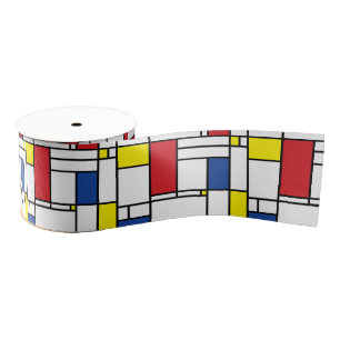Mondrian Minimalist Geometric De Stijl Modern Art Grosgrain Ribbon