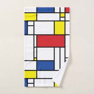 Mondrian Minimalist Geometric De Stijl Modern Art Hand Towel