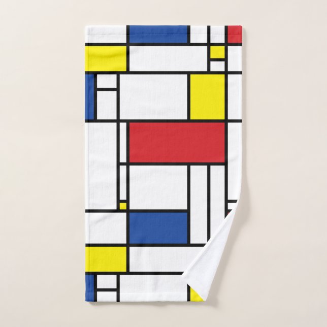 Mondrian Minimalist Geometric De Stijl Modern Art Hand Towel (Hand Towel)