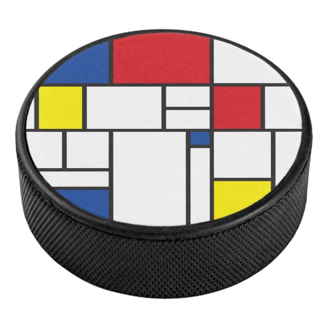 Mondrian Minimalist Geometric De Stijl Modern Art Hockey Puck (3/4)