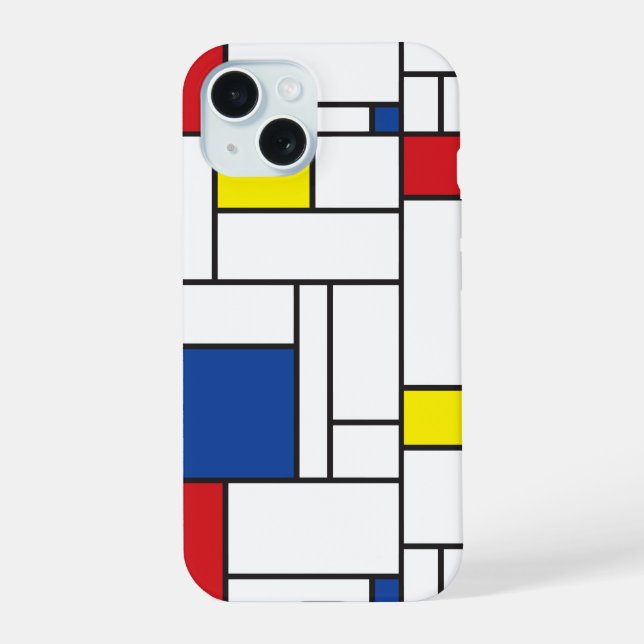 Mondrian Minimalist Geometric De Stijl Modern Art iPhone 15 Case (Back)