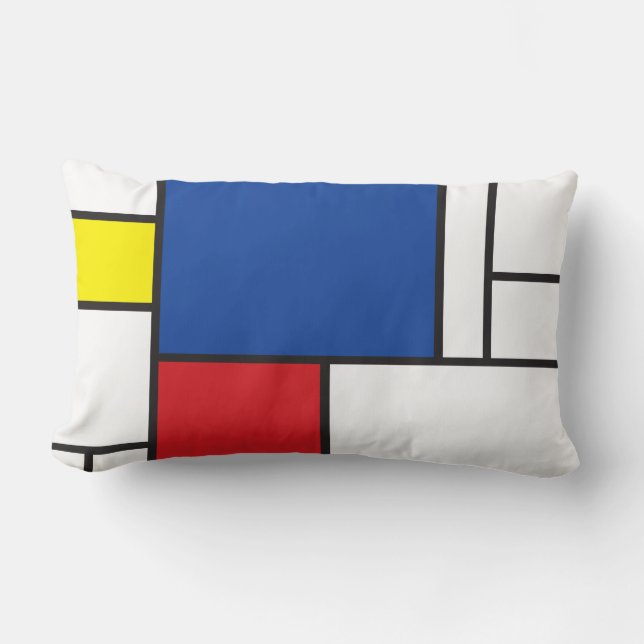 Mondrian Minimalist Geometric De Stijl Modern Art Lumbar Cushion (Front)