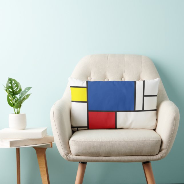 Mondrian Minimalist Geometric De Stijl Modern Art Lumbar Cushion (Chair)
