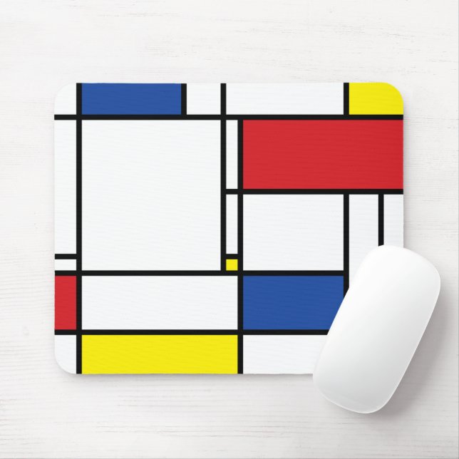 Mondrian Minimalist Geometric De Stijl Modern Art Mouse Mat (With Mouse)