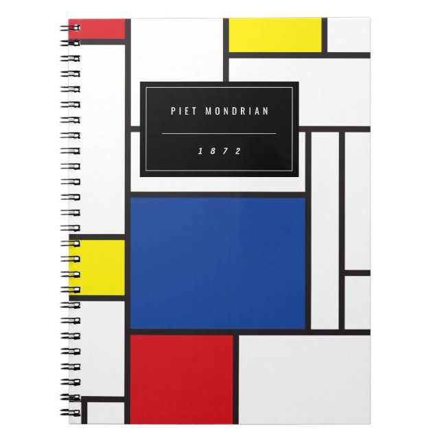 Mondrian Minimalist Geometric De Stijl Modern Art Notebook (Front)