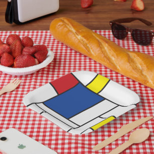 Mondrian Minimalist Geometric De Stijl Modern Art Paper Plate