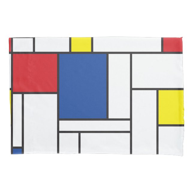Mondrian Minimalist Geometric De Stijl Modern Art Pillowcase (Front)