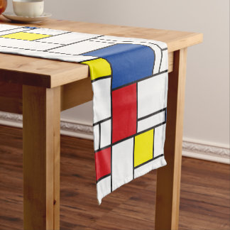 Mondrian Minimalist Geometric De Stijl Modern Art Short Table Runner