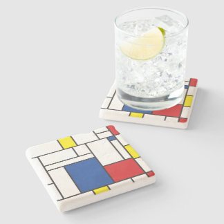 Mondrian Minimalist Geometric De Stijl Modern Art Stone Coaster