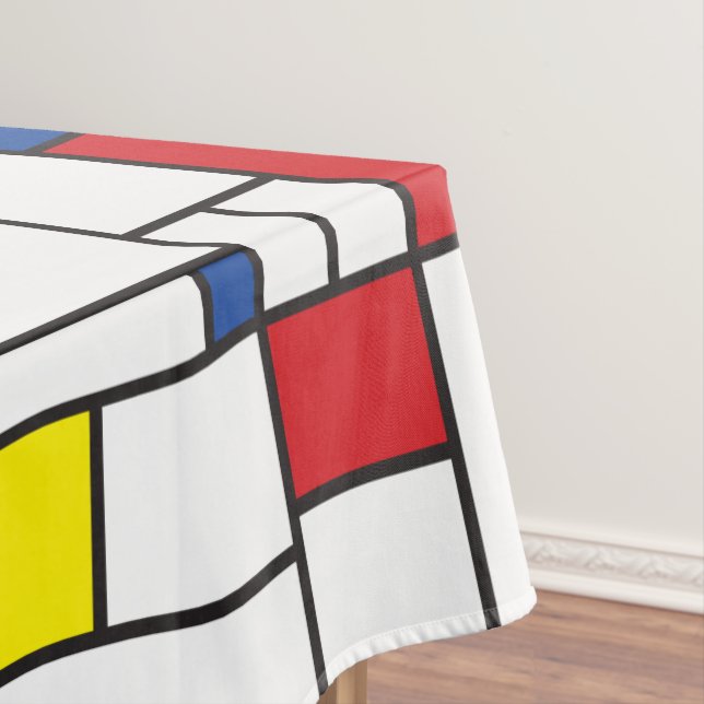Mondrian Minimalist Geometric De Stijl Modern Art Tablecloth (In Situ)