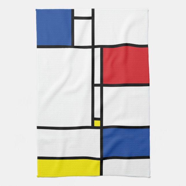 Mondrian Minimalist Geometric De Stijl Modern Art Tea Towel (Vertical)
