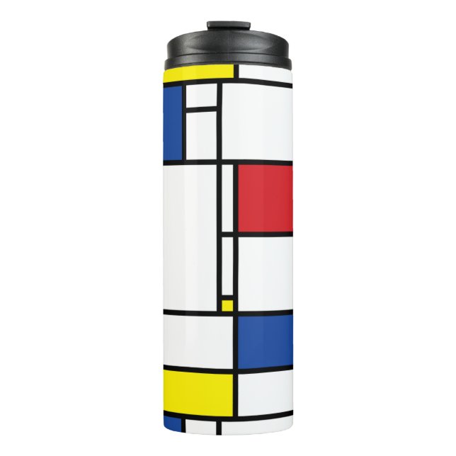 Mondrian Minimalist Geometric De Stijl Modern Art Thermal Tumbler (Front)