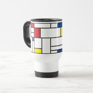 Mondrian Minimalist Geometric De Stijl Modern Art Travel Mug