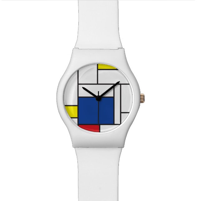Mondrian Minimalist Geometric De Stijl Modern Art Watch (Close Up)
