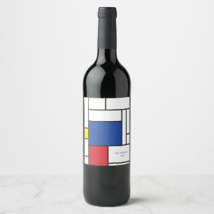 Mondrian Minimalist Geometric De Stijl Modern Art Wine Label