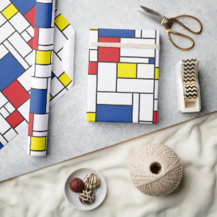 Mondrian Minimalist Geometric De Stijl Modern Art Wrapping Paper
