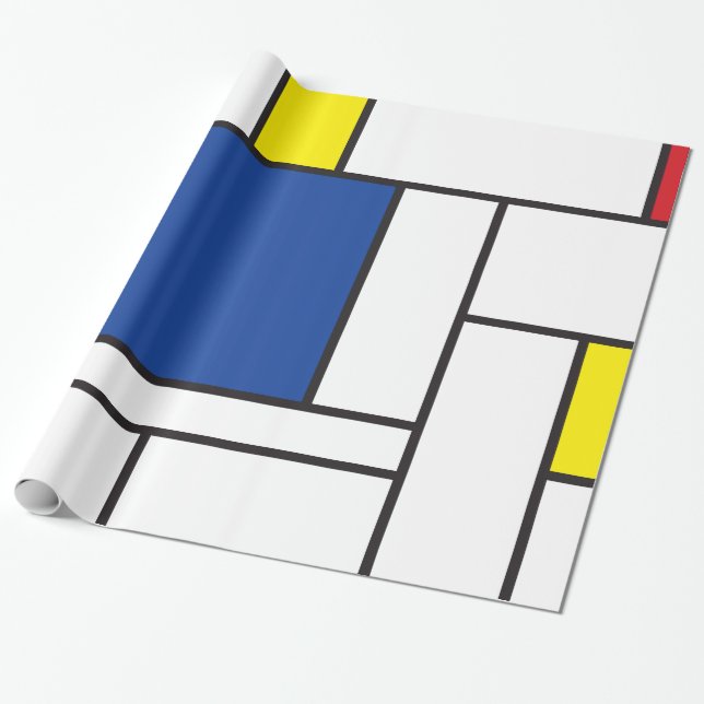 Mondrian Minimalist Geometric De Stijl Modern Art Wrapping Paper (Unrolled)