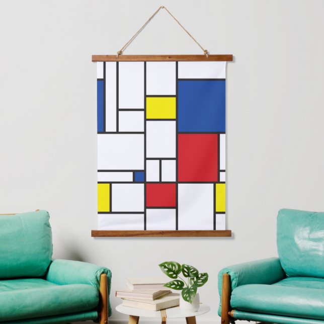 Mondrian Minimalist Geometric De Stijl Modern Arts Hanging Tapestry (Living Room)