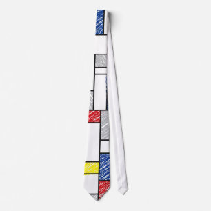 Mondrian Minimalist Scribbles De Stijl Art Tie