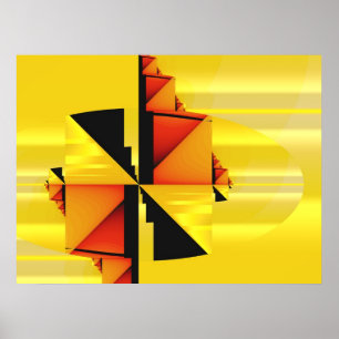 Mondrian Modern Abstract Fractal Art Poster