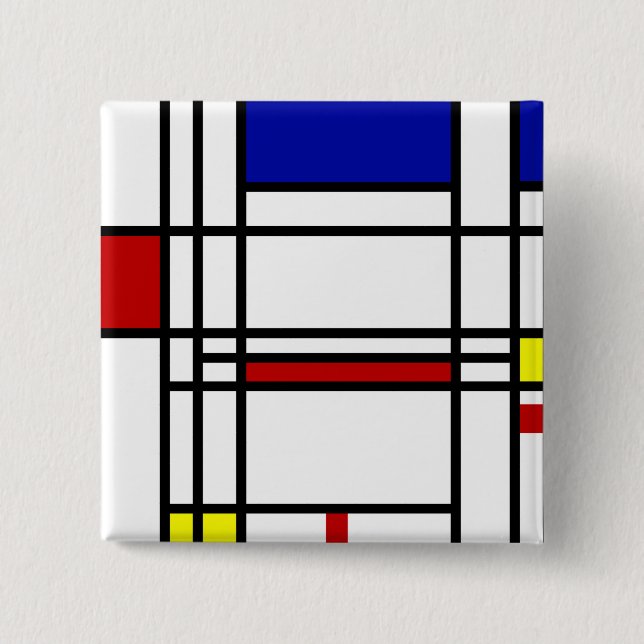 Mondrian Modern Art 15 Cm Square Badge (Front)