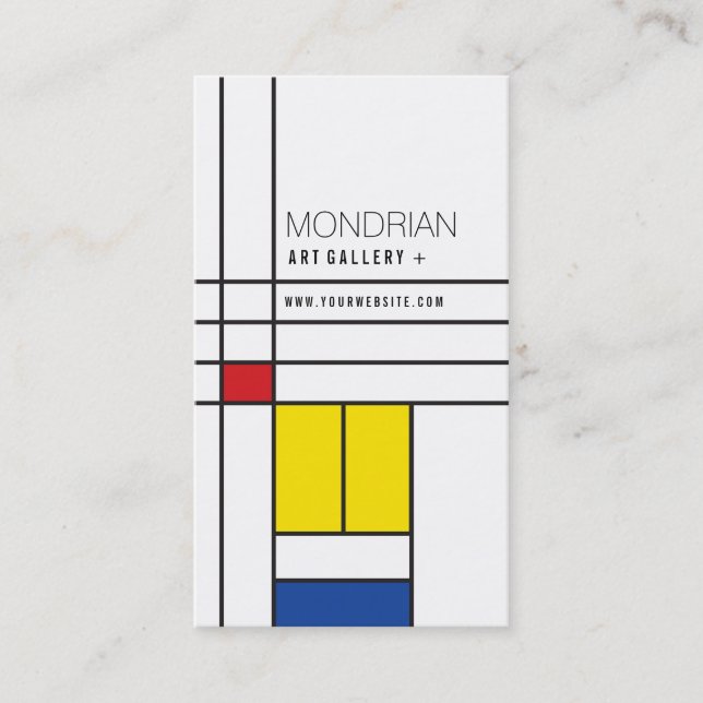 Mondrian Modern Art De Stijl Minimalist Abstract Business Card (Front)