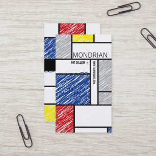 Mondrian Modern Simple Art Minimalist Scribbles Business Card