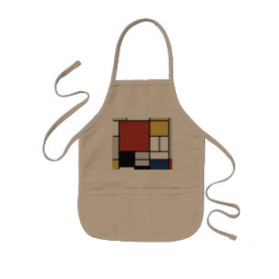 Mondrian Painting Red Plane Yellow Black Gray Blue Kids Apron