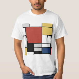 Mondrian Painting Red Plane Yellow Black Gray Blue T-Shirt