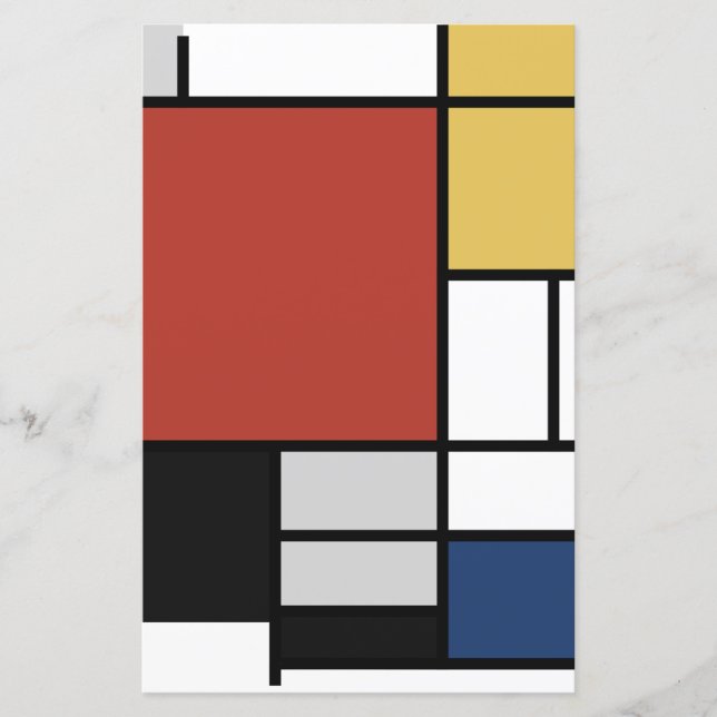 Mondrian Painting Red Plane Yellow Black Grey Blue (Front)