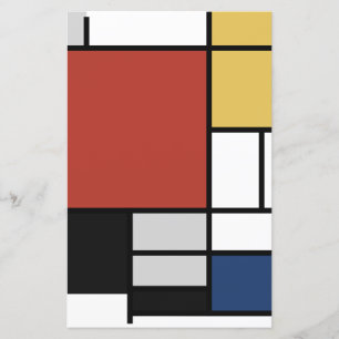 Mondrian Painting Red Plane Yellow Black Grey Blue