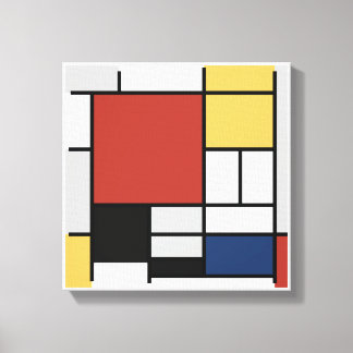 Mondrian Painting Red Plane Yellow Black Grey Blue Canvas Print