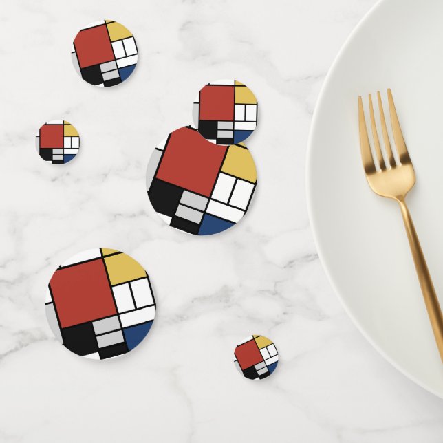 Mondrian Painting Red Plane Yellow Black Grey Blue Confetti (Group)