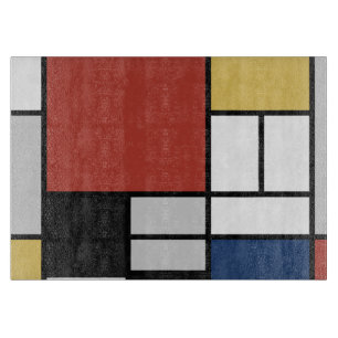 Mondrian Painting Red Plane Yellow Black Grey Blue Cutting Board