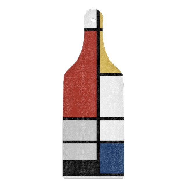Mondrian Painting Red Plane Yellow Black Grey Blue Cutting Board (Front)