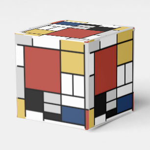 Mondrian Painting Red Plane Yellow Black Grey Blue Favour Box
